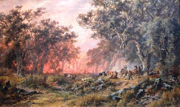 Fleeing The Fire Oil Painting by James Waltham Curtis