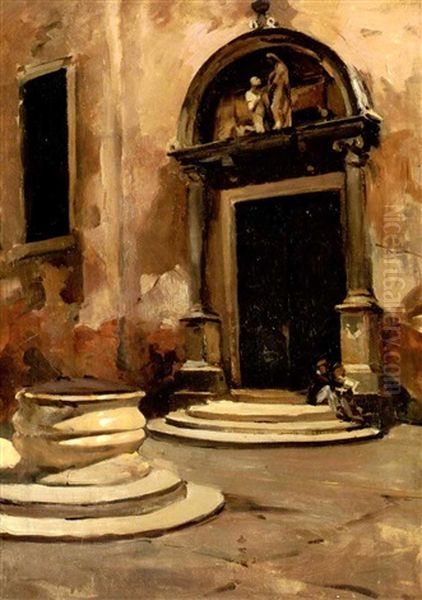 Entrance Of Little Church Oil Painting by Ralph Wormeley Curtis