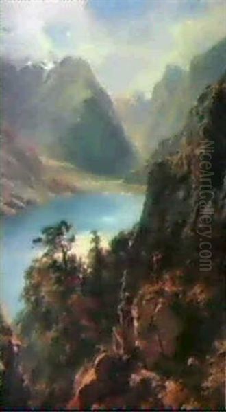 Fjordlandschaft Oil Painting by Joseph Emmanuel Curty