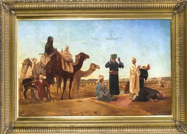 Araber Und Kamele Oil Painting by Alfred de Curzon