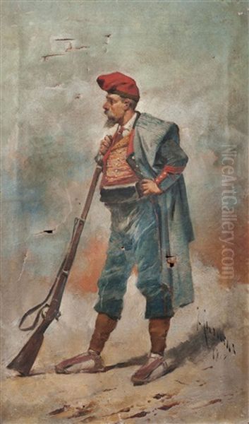 Soldado Con Fusil Oil Painting by Josep (Jose) Cusachs y Cusachs