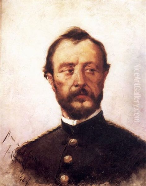 Retrato Del General Prim Oil Painting by Josep (Jose) Cusachs y Cusachs