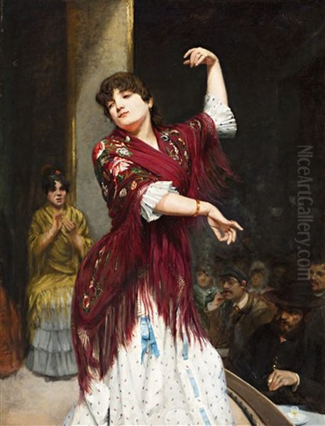 Flamenca Oil Painting by Manuel Cusi Y Ferret