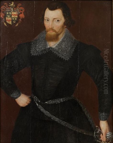 Portrait Of A Gentleman (wilson Gale?) Wearing A Black Doublet Oil Painting by Hieronymus Custodis