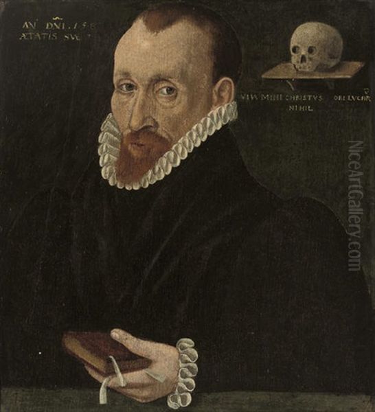 Portrait Of A Gentleman In A Black Coat And White Ruff Oil Painting by Hieronymus Custodis