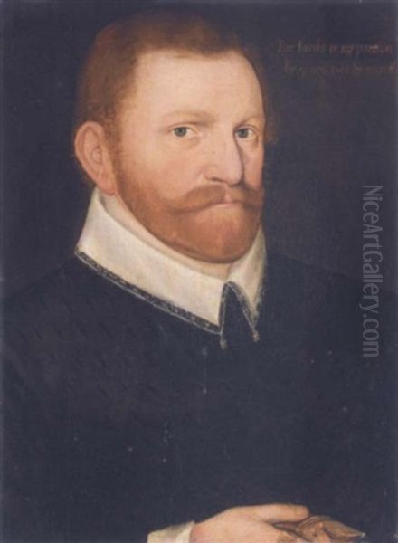 Portrait Of A Gentleman Wearing A Black Doublet And A White Collar Oil Painting by Hieronymus Custodis