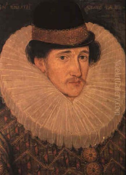 Portrait Of A Gentleman (sir Henry Bromley Of Hold Castle, Worcestershire?) Oil Painting by Hieronymus Custodis