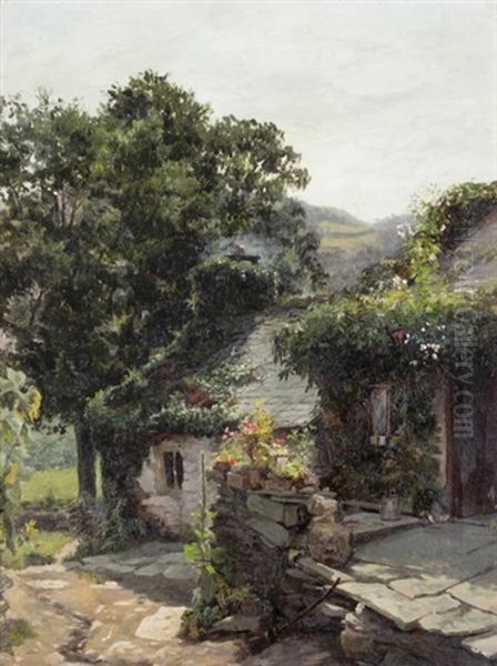 Cottage In Brittany Oil Painting by Gertrude E. Spurr Cutts