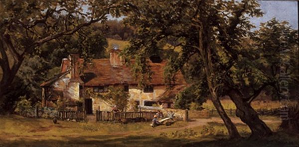 Farmstead, Surrey Oil Painting by Gertrude E. Spurr Cutts