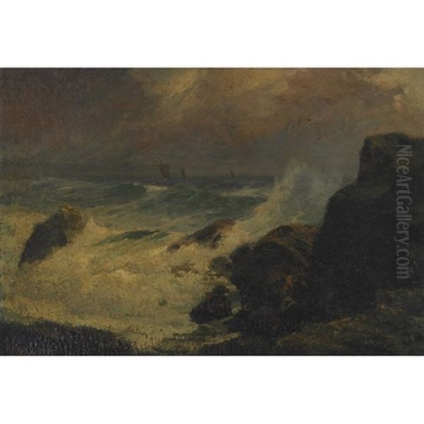 On The Cornish Coast Oil Painting by William Malcolm Cutts