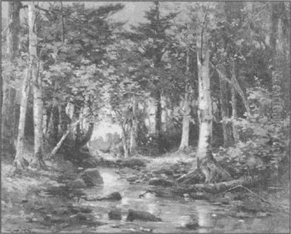 A Woodland Stream Oil Painting by William Malcolm Cutts