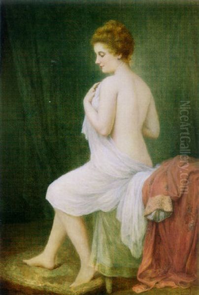 After The Bath Oil Painting by Louis Robert De Cuvillon