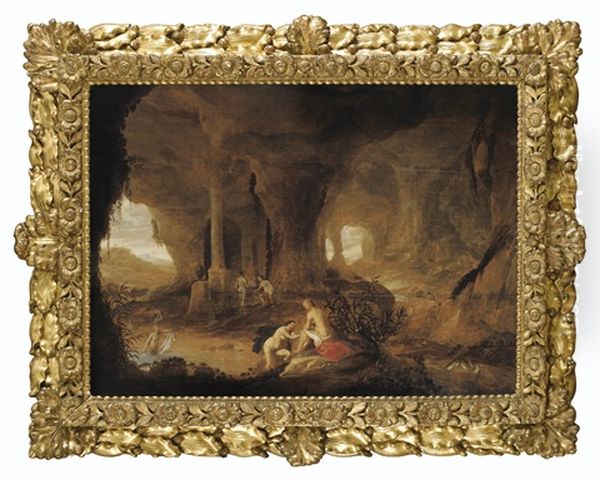 Diane Au Bain Dans Un Paysage De Grotte Oil Painting by Abraham van Cuylenborch