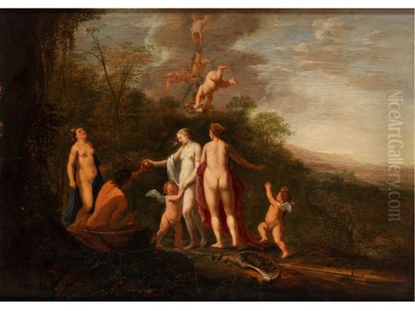 Paris Ubergibt Venus Den Apfel Der Hesperiden Oil Painting by Abraham van Cuylenborch