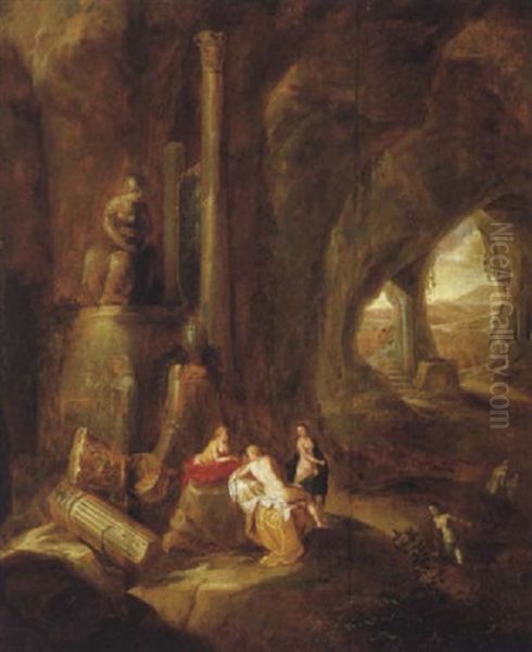 Nymphen In Einer Felsgrotte Oil Painting by Abraham van Cuylenborch