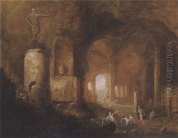 Grotte Mit Badenden Oil Painting by Abraham van Cuylenborch