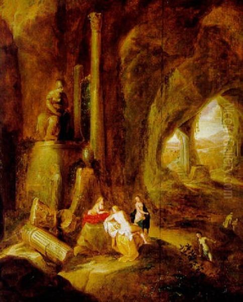 Nymphen In Einer Felsgrotte Oil Painting by Abraham van Cuylenborch