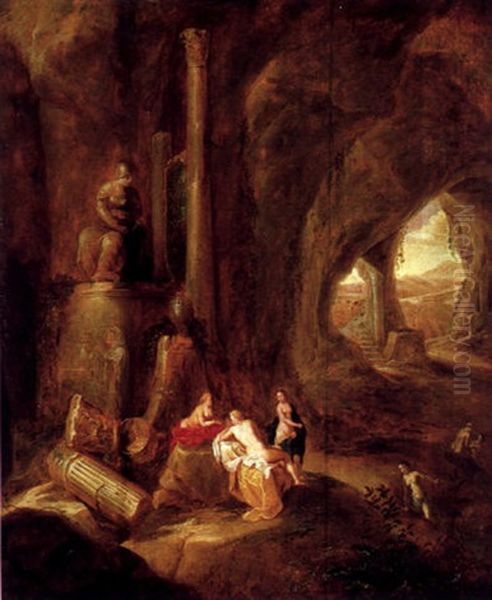 Nymphen In Einer Felsgrotte Oil Painting by Abraham van Cuylenborch