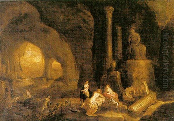 Diana And Her Nymphs Reclining In A Grotto Oil Painting by Abraham van Cuylenborch