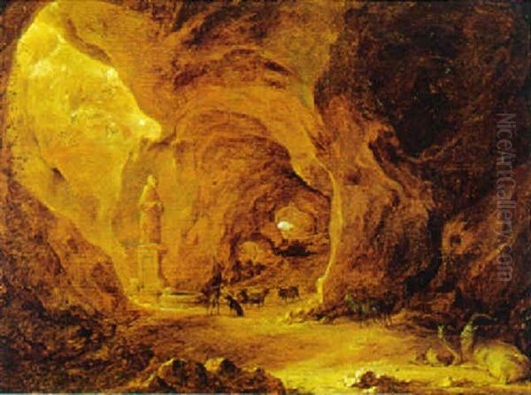 Felsgrotte Mit Hirten Und Herde Oil Painting by Abraham van Cuylenborch