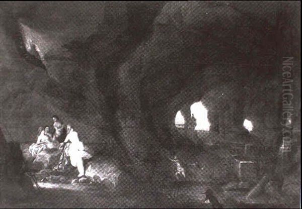 Diana Mit Ihren Nymphen Beim Bade In Einer Felsgrotte Oil Painting by Abraham van Cuylenborch