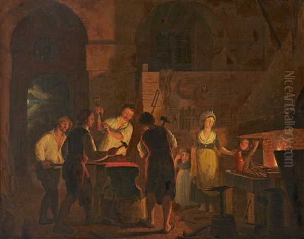 Interieur Van Een Smederij Oil Painting by Cornelis van Cuylenburg