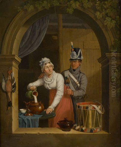 La Preparation Du Repas Interrompue Oil Painting by Cornelis van Cuylenburg