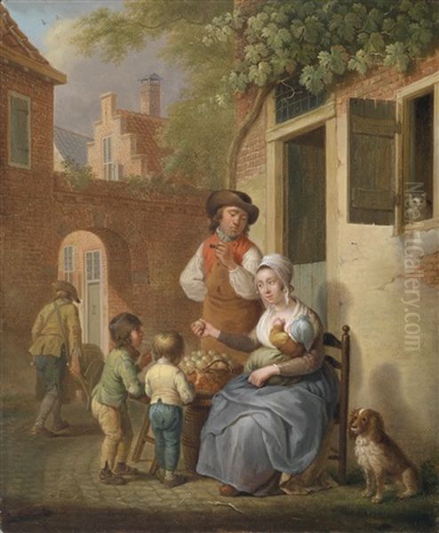 Eine Hollandische Strasenszene In Der Abendsonne Oil Painting by Cornelis van Cuylenburg