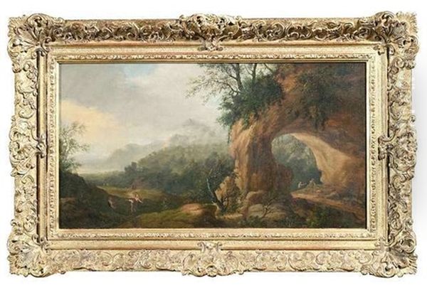 Arkadische Landschaft Mit Felsentor Und Figurenstaffage Oil Painting by Cornelis van Cuylenburg