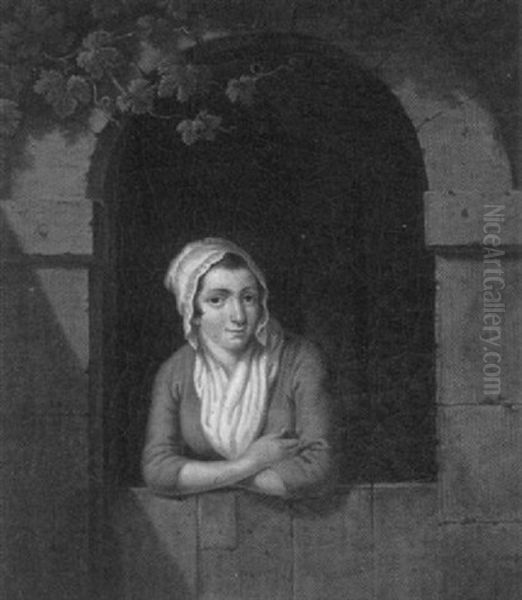 Maiden At The Window Oil Painting by Johannes Elize van Cuylenburg