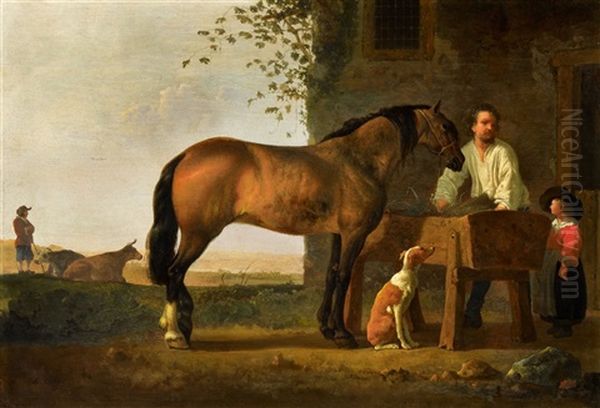 Horse At The Trough Oil Painting by Aelbert Cuyp