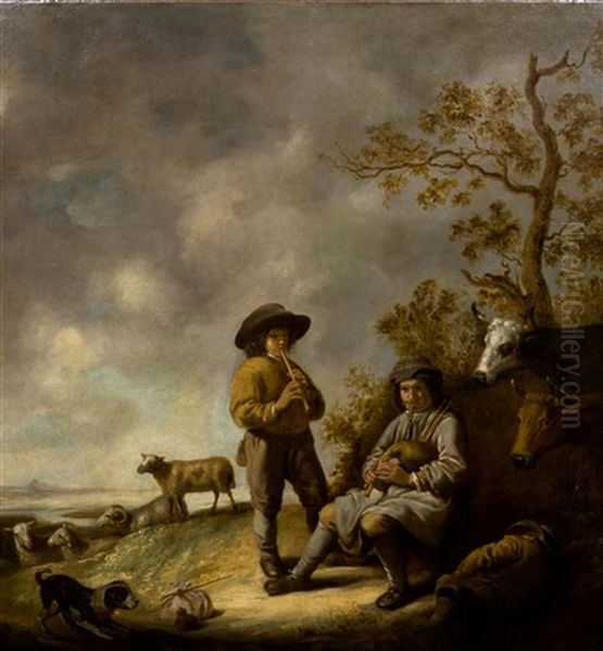 Music Making Shepherds Oil Painting by Aelbert Cuyp