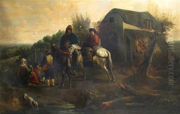 Family By A Cottage Oil Painting by Aelbert Cuyp