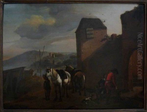 Scene Animee Dans Une Ferme Oil Painting by Aelbert Cuyp