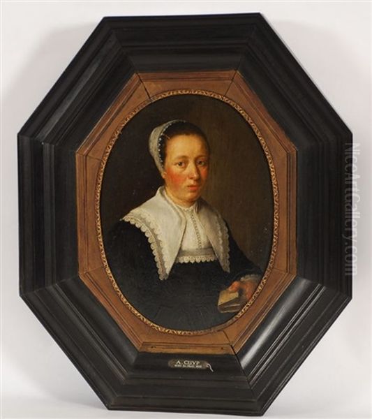 Portrait De Jeune Femme A La Collerette Tenant Un Livre Oil Painting by Aelbert Cuyp