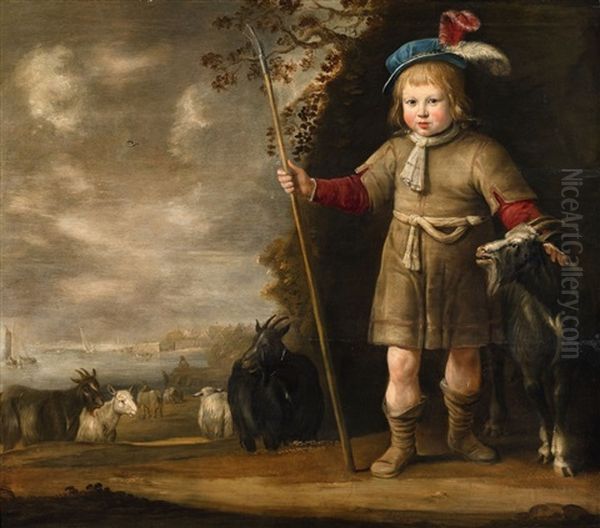 A Young Shepherd With A Flock Of Goats Oil Painting by Aelbert Cuyp