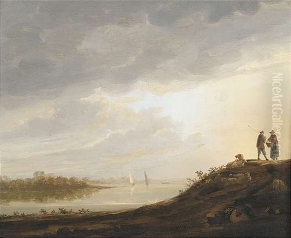 Flusslandschaft Bei Sonnenuntergang Oil Painting by Aelbert Cuyp