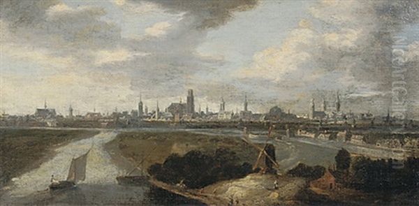 Fluslandschaft Mit Niederlandischer Stadt Und Windmuhle Oil Painting by Aelbert Cuyp