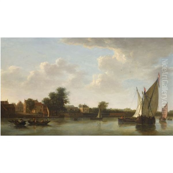 A View Of A River With A Ferry Crossing (the 