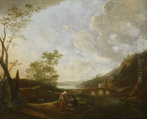 Flusslandschaft Mit Rastender Hirtenfamilie Oil Painting by Aelbert Cuyp