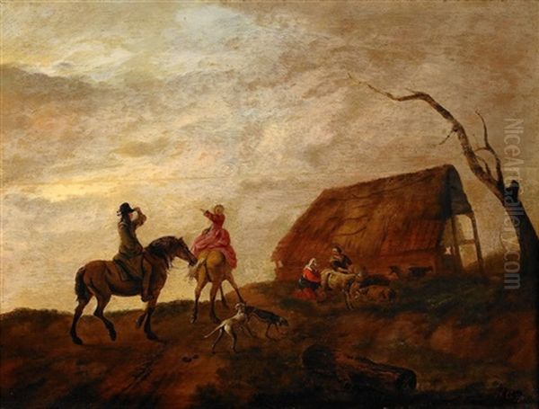 Landskap Med Rastande Sallskap Oil Painting by Aelbert Cuyp