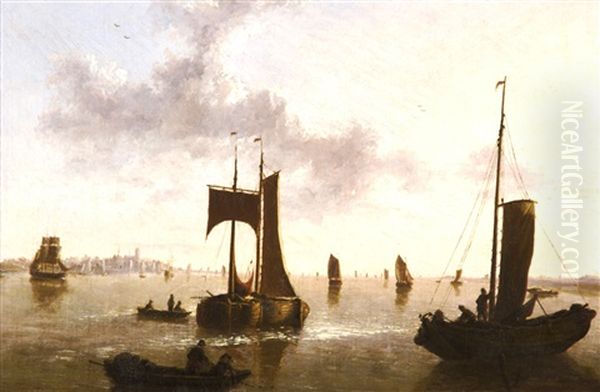 Ships In A Harbor Oil Painting by Aelbert Cuyp