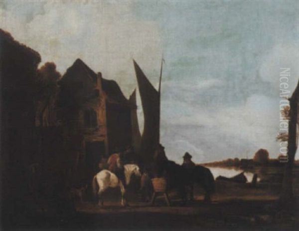 Reiter Vor Der Schenke Oil Painting by Aelbert Cuyp