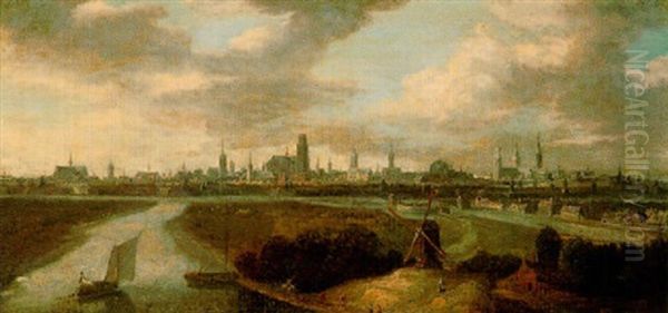 Fluslandschaft Mit Niederlandischer Stadt Und Windmuhle Oil Painting by Aelbert Cuyp