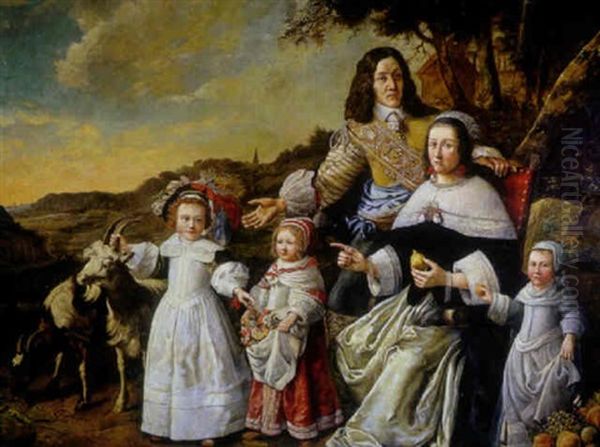 A Group Portrait Of Jonkheer A.f. Schouten, Commander Of The Dutch East Indies Company, And His Family Oil Painting by Aelbert Cuyp