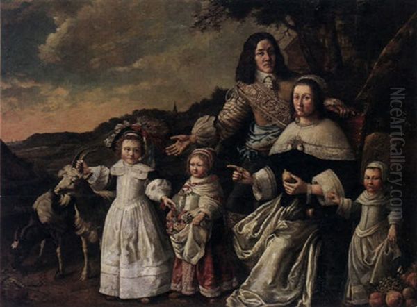 A Group Portrait Of Jonkheer A.f. Schouten, Commander Of The Dutch East Indies Company, And His Family Oil Painting by Aelbert Cuyp