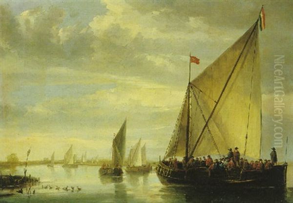 Die Fahre Zwischen Rotterdam Und Dordrecht Oil Painting by Aelbert Cuyp