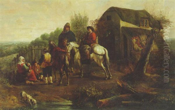 Peasants Resting Outside A Cottage Oil Painting by Aelbert Cuyp