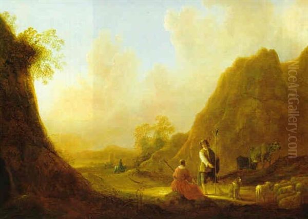 Hirten In Einer Gebirgigen Landschaft Oil Painting by Aelbert Cuyp