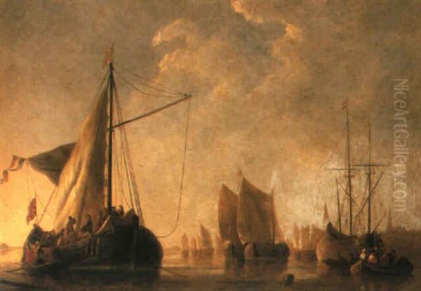 Shipping On The Maas Oil Painting by Aelbert Cuyp